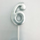 Свеча Цифра 6 серебро - 1 шт