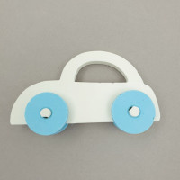 Шоколадна фігурка Дитяча машинка біла блакитні колеса