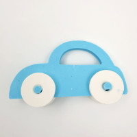 Шоколадна фігурка Дитяча машинка блакитна білі колеса