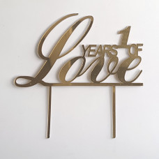 Топер пластиковий Річниця 1 year of Love золото 15х15 см