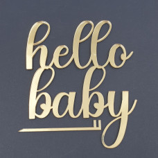 Топер акриловий гендерний hello baby (золото)