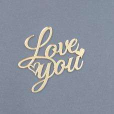 Топер акриловий надпис Love you - золото 7х7 см