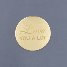 Топер акриловий монета Love you a lot - золото 6 см