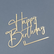 Топер боковий акриловий напис Happy birthday (золото)
