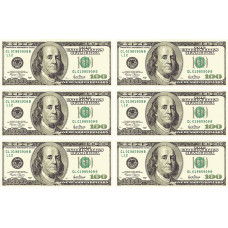 Вафельна картинка 100 доларів США 6 шт (А4)
